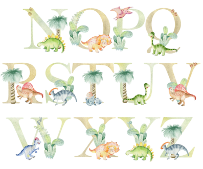 Dinosaur Letter Art Birthday Card, Dinosaur Initial Birthday